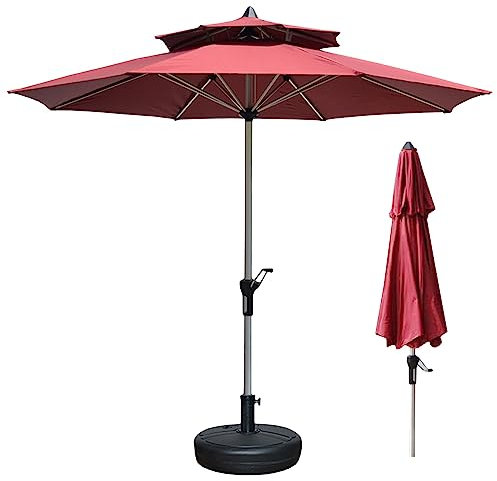 SAGIDAR Regenschirm Sturmfest, Sonnenschutz Sonnenschirm, Gartenschirm Tragbar, 2.7mx2.5m, Doppeltes Top-Design, Mit 8 Rippen, 4 Farben, Stabil Und Winddicht, Ø 38mm Aluminiummast, Ohne Basis