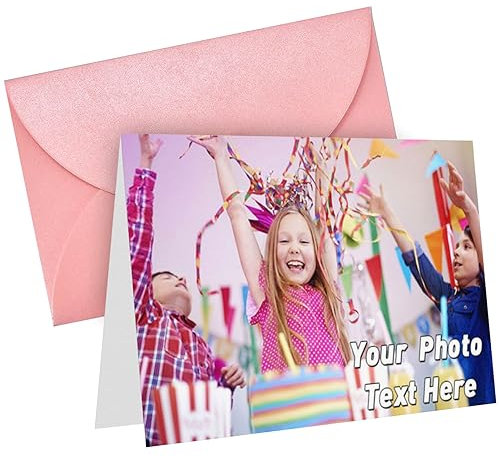 LucBuy Personalisierte Grußkarte mit Foto Text, Individuelle Dankeskarten mit Umschlag,Individuelle Einladungskarten als Geschenke,Geburtstagskarte für Weihnachten Hochzeit Abschluss Jahrestag (A6)