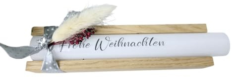 Geschenkkerzen Stabkerze mit Spruch Frohe Weihnachten | weihnachtlich dekoriert, in Holzbox