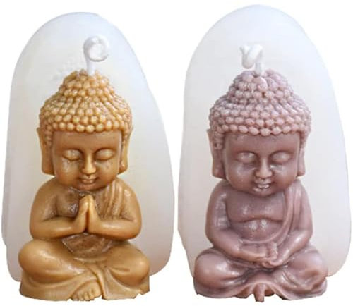 2 Piezas Moldes de Silicona para Velas, Molde de Silicona para Velas con Forma de Buda, Molde para Velas de Navidad DIY 3D en Forma de Buda para Decoración del Hogar