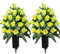 SIFOEL 2 Piezas de Flores Artificiales Cementerio con florero, Rosa Artificial Tumba Flores conmemorativas para la decoración de la lápida del Cementerio (Yellow-24T)