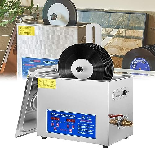 Máquina profesional de limpieza ultrasónica de discos de vinilo de 6 l, limpia 1 a 6 discos a la vez, 40 KHz 180 W, ideal para limpieza de registros, limpiador ultrasónico comercial