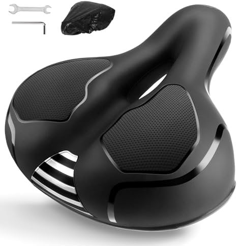 Fahrradsattel Cityradsättel, Herren Damen Bequem Weich Memory Foam Fahrrad Sattel Ergonomisch Fahrradzubehör, Breit Fahrrad Sattel für Stadtfahrten, City MTB Fahrradsitz mit Werkzeug