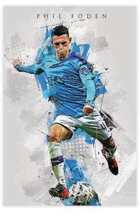 MExmob Phil Foden 1 Leinwand-Poster, Schlafzimmer-Dekor, Sportlandschaft, Büro, Raumdekoration, Geschenk, ungerahmt, 50 x 75 cm