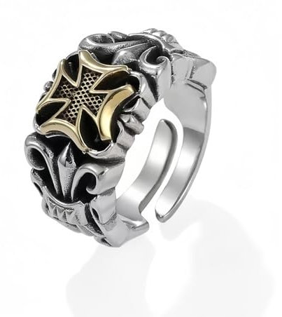 Ringe Herren Edelstahl Ringe Poliert Knoten Vintage Biker Ringe Kette Ringe Wikinger Gothic Ringe Set Verlobung Freundschaftsringe für Herren Männer