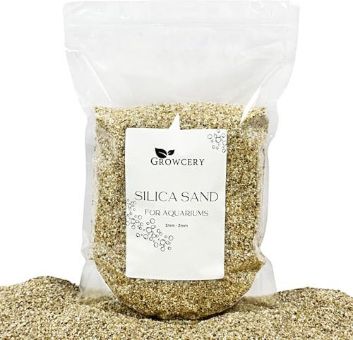 Growcery Sable de silice – Remplissage de substrat grossier de 1 à 2 mm pour aquarium, idéal comme gravier d'aquarium et gravier, améliorant l'esthétique et la santé de votre environnement d'aquarium