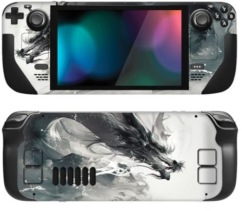 PlayVital Full Set Schutz Skin Decal für Steam Deck LCD, Custom Stickers Vinyl Decal Folie Faceplates Klebefolie für Steam Deck OLED Handheld Gaming PC–Tintengeistdrache
