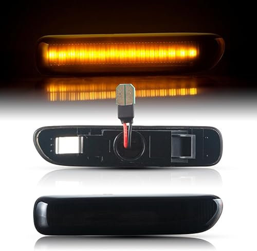 LLCTOOLS - Hell leuchtender LED Seitenblinker - LED Blinker Auto mit E-Prüfzeichen - Voll-LED Blinker mit CAN-Bus-Technologie - Passend für 3er E46 Limo Touring BJ 1998-2001 SCHWARZ