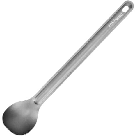 Titanium Ultra Lightweight Long Handle Spoon - Camping & Outdoor Cookware Utensil - Hiking & Picnic EDC