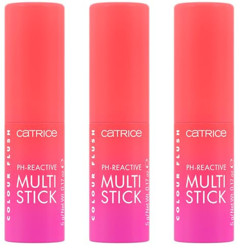 Catrice Colour Flush pH-Reactive Multi Stick, Rouge, Nr. 010, Pink, farbanpassend, sofortiges Ergebnis, natürlich, für trockene Haut, vegan, ölfrei, ohne Parfüm, ohne Alkohol, 3er Pack (3x5g)