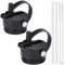 POYAKU Straw Lid for Yeti Rambler 12/18/26/36/46/64 Oz Straw Cap Replacement with Soft Handle for RTIC | Leakproof | BPA Free | Dishwasher Safe (Straw Lid, Black&Black)