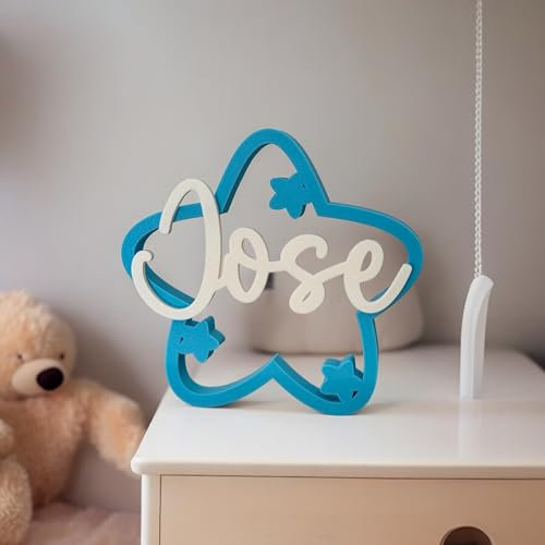 Mpzonline Estrella decorativa con nombre personalizado, decoración habitación infantil, para colgar o poner de pie, regalo original para recien nacidos bebes