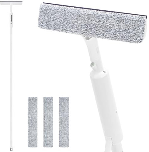 Limpiacristales con Mango telescópico 3 en 1 GIOVARA Limpia Cristales Extensible Ventanas, 3 in 1 Limpiacristales Telescopico, Limpiador de Ventanas en Aerosol para Ventanas, limpiaparabrisas