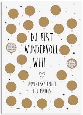 Adventskalender zum Rubbeln Weihnachtskalender (A4 WUNDERVOLL personalisiert)