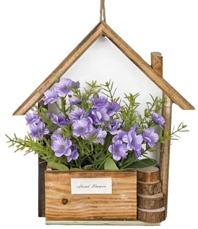 Ancsttu Jardinera de Pared de Madera, Jardinera de Pared,Soporte para Plantas para Colgar en la Pared con Forma de Marco de casa | Florero de Madera para macetero, decoración Moderna de Pared de