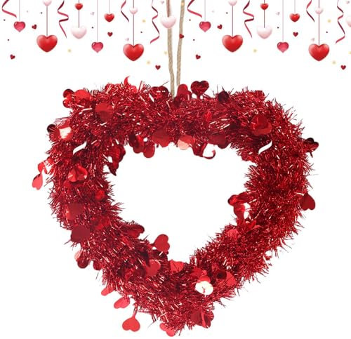 Corona en forma de corazón | Corona de decoración de boda | Corona de decoración de festival | Decoración de puerta delantera | Decoración del día de San Valentín | Adorno de puerta delantera | para