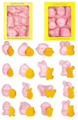 behone Ausstechformen Ostern 3D,16 Stück Ausstechförmchen,keksausstecher kinder,Keksausstecher,Plätzchenausstecher, Keksstempel,Keksformen,für DIY Hase Küken Ei Backen,Kekse Backen Küche Zubehör
