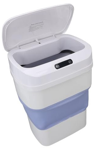 Bewinner Poubelle de 17,5 L avec Couvercle, Capteur de Mouvement sans Automatique Capteur Rectangulaire Canette, Poubelle Intelligente Pliable en Plastique pour la Maison et le Bureau