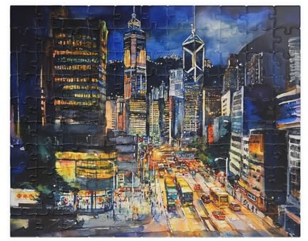 Puzzles For Adults 1000 Pieces - Hong Kong City At Night Jigsaw Puzzle, Brain Teaser Fun Game