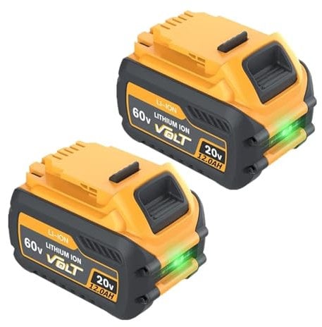 2-Pack Replacement Battery 20V/60V 12.0AH - Compatible with DeWalt DCB609 power tools.