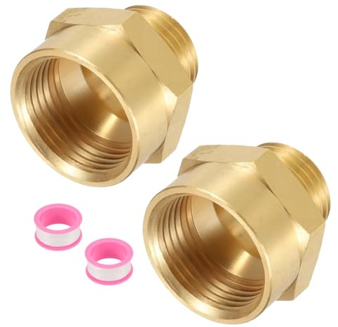 QUARKZMAN 2pz Raccordo Tubo Ottone, 3/4NPT Femmina x 1/2G Maschio Raccordo Tubo Nipplo Esagonale in Ottone, Connettore Raccordo Tubo 3/4 a 1/2 Femmina con PTFE, Tonalità Oro