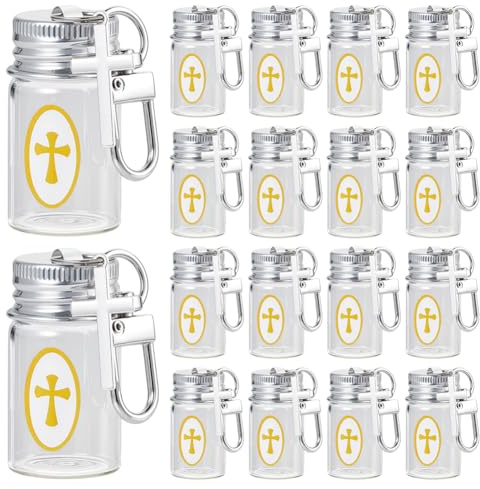DELORIGIN 30 Botella de agua bendita con 30 frascos de crucifijo y pegatina para bautizo, fiesta, boda, iglesia