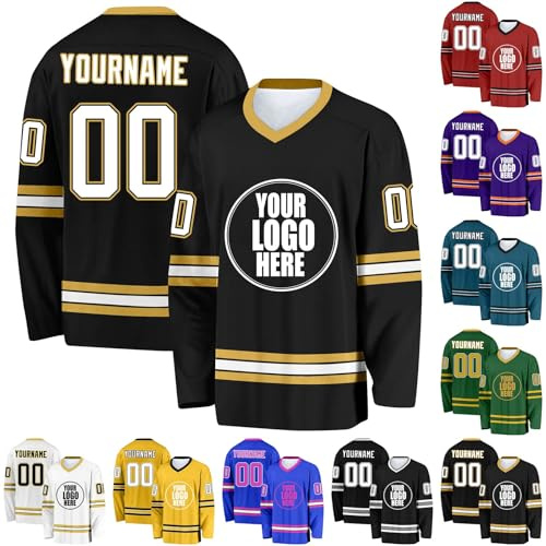 Camisetas de Hockey Personalizadas,Camisetas de Hockey en Blanco Que se Pueden Personalizar con Equipo/número/Nombre,Camisetas de Hockey para Hombres, Mujeres, Adolescentes y niños (Estilo 25)