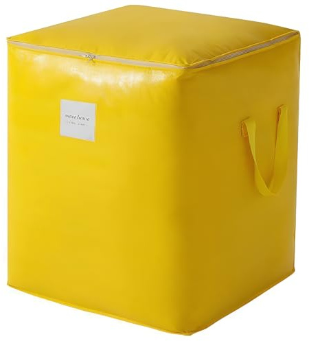 190 l wasserdichte Aufbewahrungstasche, gelb, strapazierfähige, extra große, strapazierfähige Packtasche mit Reißverschlüssen, Griffen und Deckeln