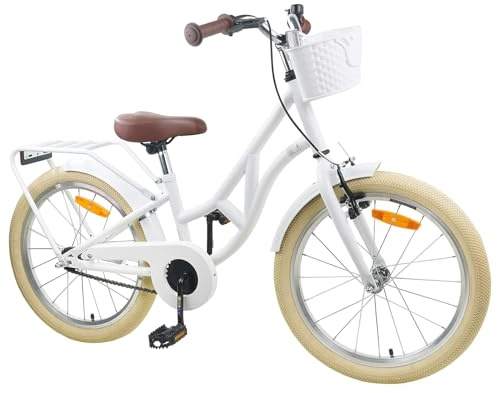 Kinderfahrrad 24 Zoll Weiß für 8-12 Jahre, Verstellbarer Sattel & Lenker | Stahlrahmen, mit Schutzblech Bremse, Min-Max Benutzergröße 140–155 cm für Stadt Park Spielplatz