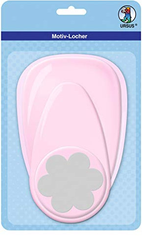 Ursus 19460055 - Motivlocher mit Hebel jumbo, Blume, rosa, ausgestanztes Motiv ca. 76,2 mm, aus Kunststoff mit Metallstanze, geeignet für Grammaturen von 160 220 g /qm