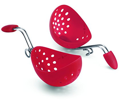 Cuisipro 747183 Set de 2 Pocheuses à œufs avec Brochure Silicone Rouge 16,5 x 10,2 x 10,2 cm