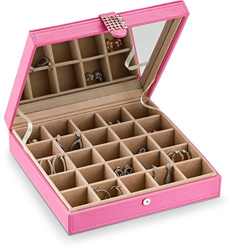 Glenor Co Classic Organiseur 25 compartiments avec grand miroir Rose