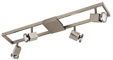 EGLO LED Deckenlampe Zeraco, 4 flammige Deckenleuchte, Deckenstrahler aus Metall, Kunststoff, Wohnzimmerlampe in Nickel-Matt, Spots inkl. GU10 Leuchtmittel, warmweiß