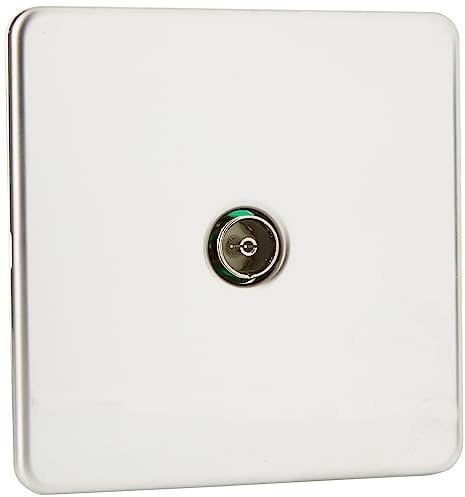 Knightsbridge SF0100PC (Non-Isolated) Screwless 1-Gang Tv Outlet, Polished Chrome