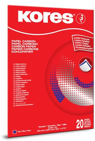 Kores Carbon Durchschreibpapier, blau, für Handschrift, 21 x 29,7 cm, Ordner von 20 Blatt
