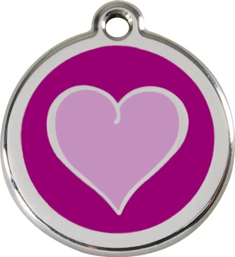 Red Dingo Hundemarke Herz inklusive Gravur (L, violett)