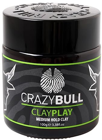 CRAZY BULL Clay Play 100ml – Natürliche Styling-Tonerde mit mittlerem Halt für texturierte Frisuren, vulkanische Aschebasis, fruchtiger Duft, hält das Haar frisch und gesund