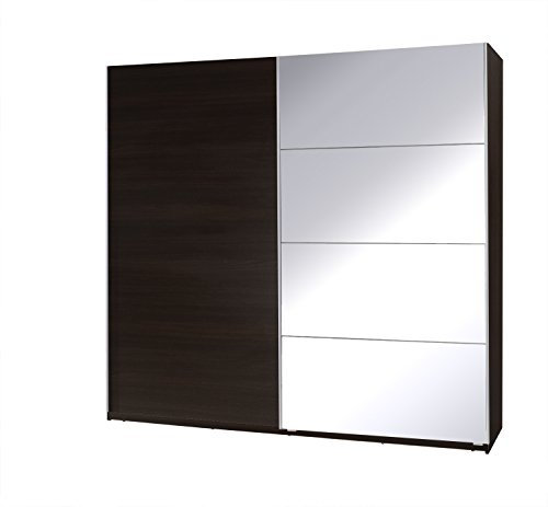 Kleiderschrank mit Spiegel Schrank Garderobe Zweitürenschrank Schwebetürenschrank Schwebetüren 2-Türig Corse III (Wenge)