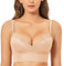 DOBREVA Femme Soutien-Gorge sans Armatures Rembourré Push Up Triangle Bralette en Dentelle Beige 90A