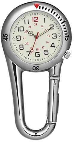 NICERIO Clip-on Fob Watch,Night Light Alloy Watch Ideal for Doctors Nurses Rock Climbing Mountaineering (White)
