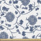 ABAKUHAUS Blau Gewebe als Meterware, Chinesischer Garten traditionell, Dicht Gewebter Stoff zum Nähen Polster Wohnaccessoires, 3M (148x300cm), Weiß Blau