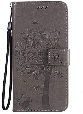 Fatcatparadise Kompatibel mit Samsung Galaxy M31 Hülle, Handyhülle Samsung M31, Prägung Muster Schutzhülle Galaxy M31 PU Leder Wallet Case Klappbar Flip Hülle Brieftasche Ledertasche (Grau)