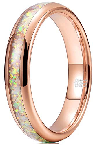 Three Keys Jewelry Thumb Rose Gold Tungsten Carbide Galaxy White Created-opal Engagement Wedding Rings 4mm Ring for Men Women Size P