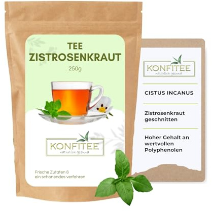 Konfitee Zistrosenkraut geschnitten 250 g | Zistrose fein geschnitten I Zistrosentee & Cistus Incanus I Naturprodukt ohne Zusätze & Aromastoffe