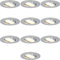 HOFTRONIC - 10er Set LED Einbaustrahler Gebürstet Aluminium 230V - Schwenkbar und Stufenlos Dimmbar - Einbauleuchten 5 Watt - 400 Lumen - GU10 2700K Warmweiß - Deckenspots Rund (Ø75-80 mm) Flach