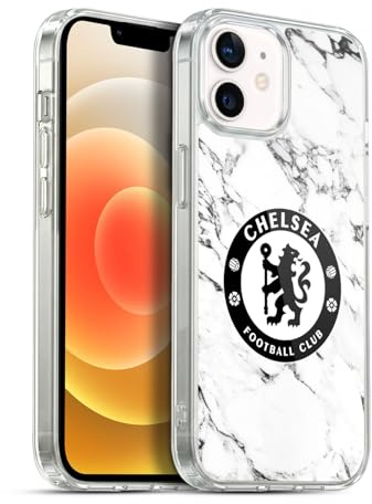 Head Case Designs Offizielle Chelsea Football Club Marmor Weiss Kamm Gelhülle [Militärischer Schutzgrad] Kompatibel Mit Apple iPhone 12 / iPhone 12 Pro Und Kompatibel Mit MagSafe