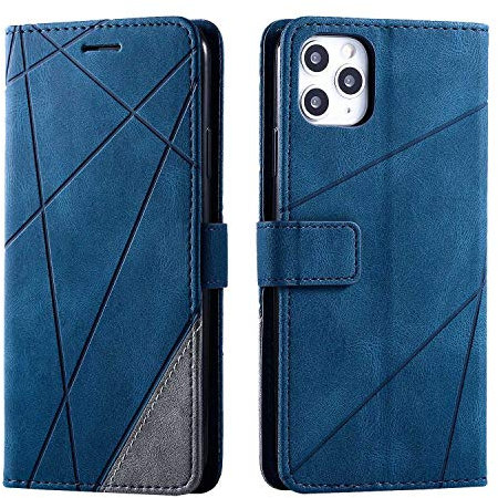 SONWO Hülle für iPhone 11 Pro Max, Premium Leder PU Handyhülle Flip Case Wallet Silikon Bumper Schutzhülle Klapphülle für iPhone 11 Pro Max, Blau