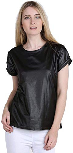 Candid Styles Womens Ladies Wet Look PVC Faux Leather Mini Midi Maxi Peplum Skater Skirts 8-26 (24-26, Turn Up Sleeve)