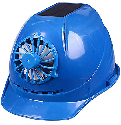 LJJ Solar Power Safety Helmet Outdoor Working Fan Hard Hat Construction Workplace ABS Protective Fan Cap Powered by Solar Panel,Blue