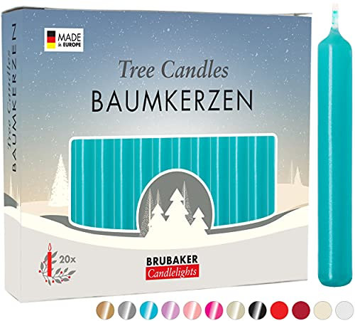BRUBAKER 100 Pack Tree Candles - Pyramid & Christmas Tree Candles - Turquoise